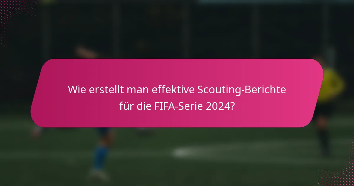 Wie erstellt man effektive Scouting-Berichte für die FIFA-Serie 2024?